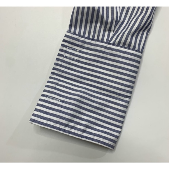 Joseph Abboud Shirt Mens 15.5 Storm Blue White Non Iron Classic Fit French Cuffs - Picture 7 of 9